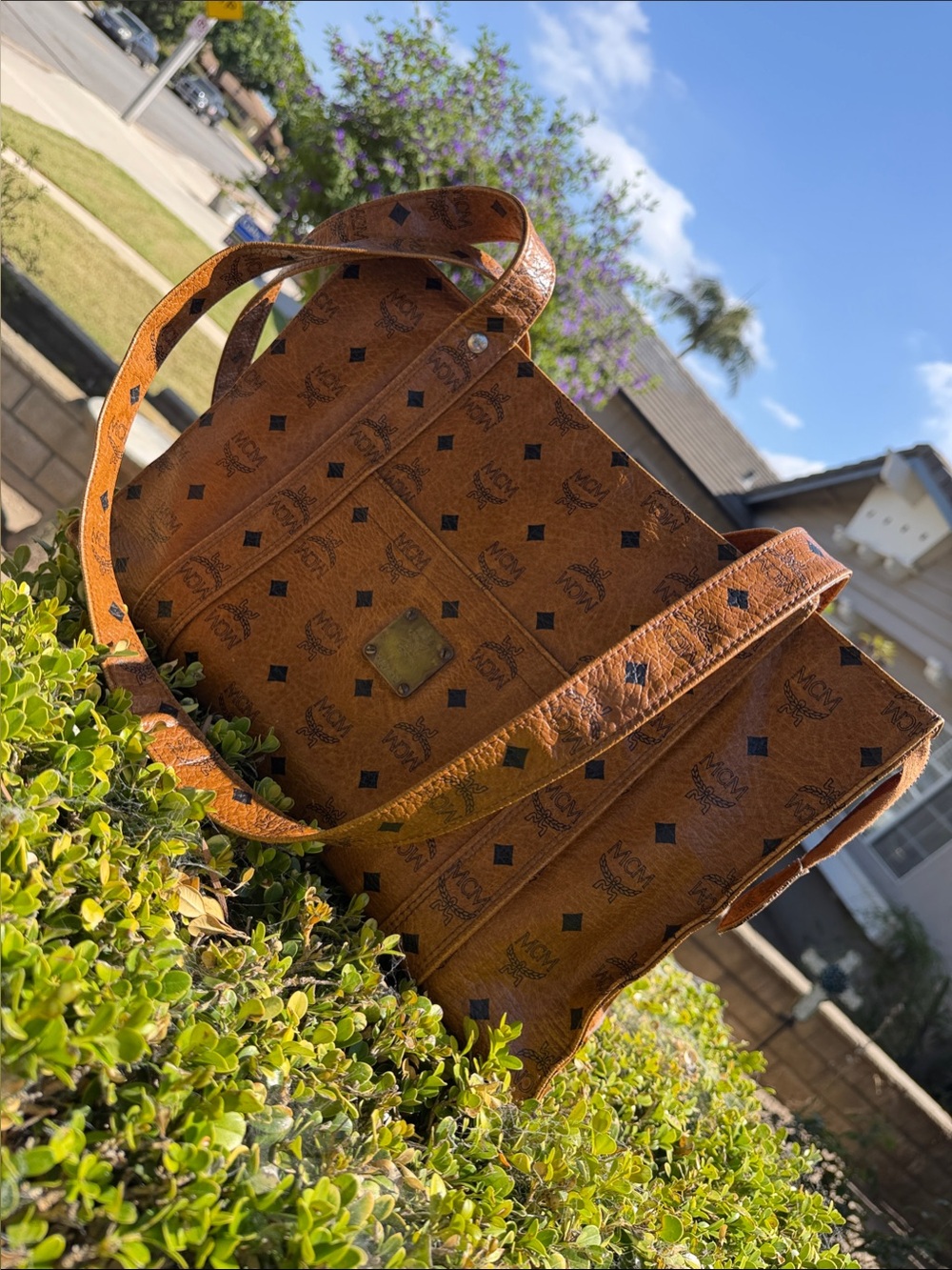 MCM Visetos Monogram Coated Canvas Tote Bag